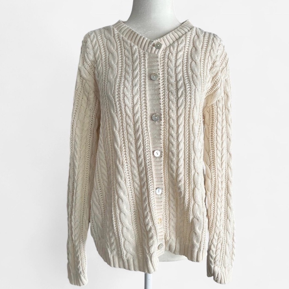 Vintage Orvis wool cream cable knit cardigan Women’s medium